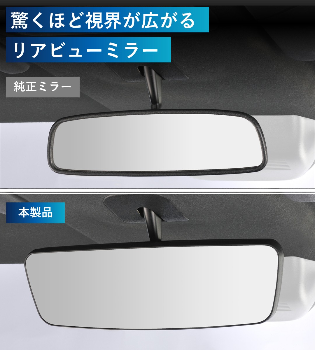驚くほど視界が広がるリアビューミラー