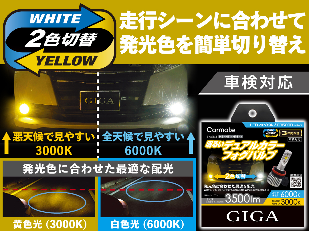 GIGA LEDフォグバルブ F3500D