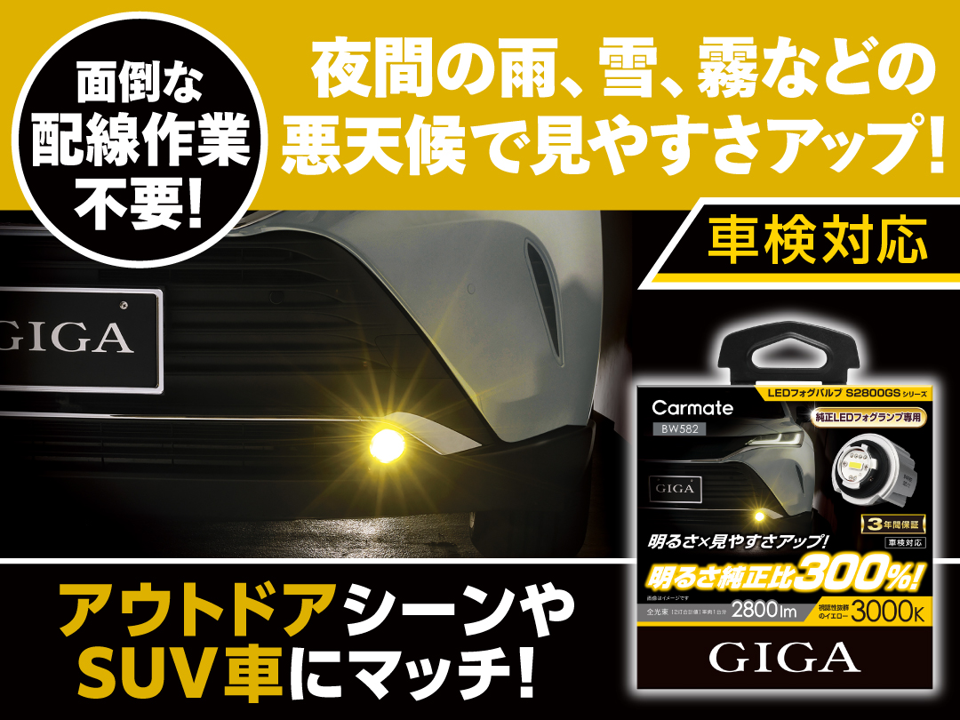 GIGA LEDフォグバルブ S3500GSD デュアルカラー6000K/3000K 3500lm