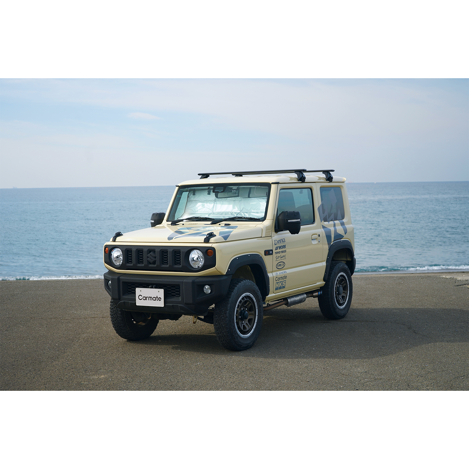 ジムニー専用，サンバイザー取付，サンシェード, シルバー×ブラック