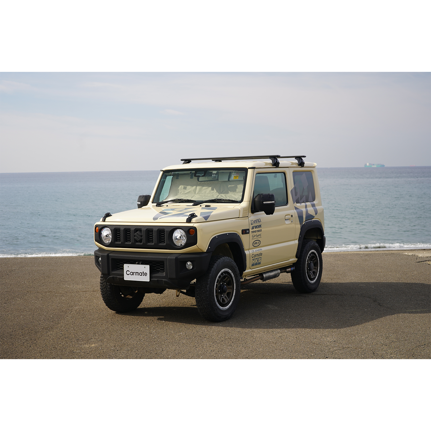 ジムニー専用，サンバイザー取付，サンシェード, カーキ×ブラック